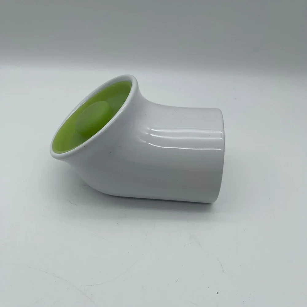 Modern White Ceramic Angled Salt Cellar with Lime Green Silicone Lid Spice Jar